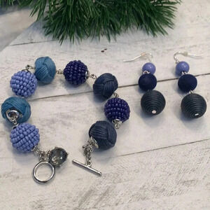 Mixed Blues  Earrings & Bracelet